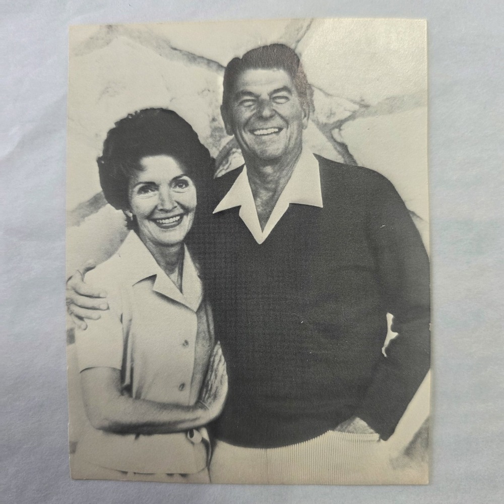 Vintage Reagan Nancy Reagan Postcard With Imprinted Message And Autographs